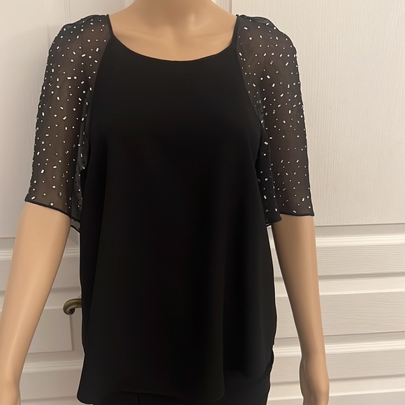 Rebecca Taylor black top with a crystal sleeves - Picture 3 of 4